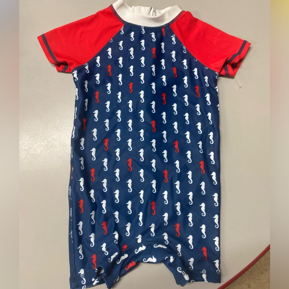 Floatimini red white and blue zip up swim suit size 18m